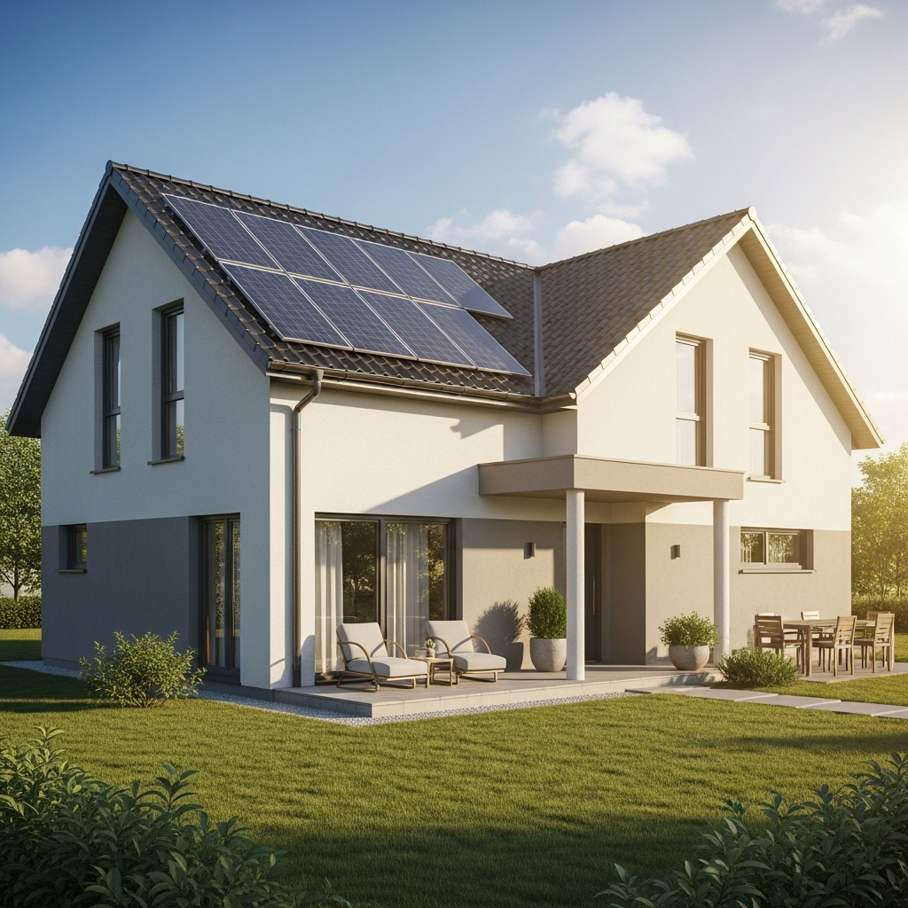 Maison équipée de panneaux solaires